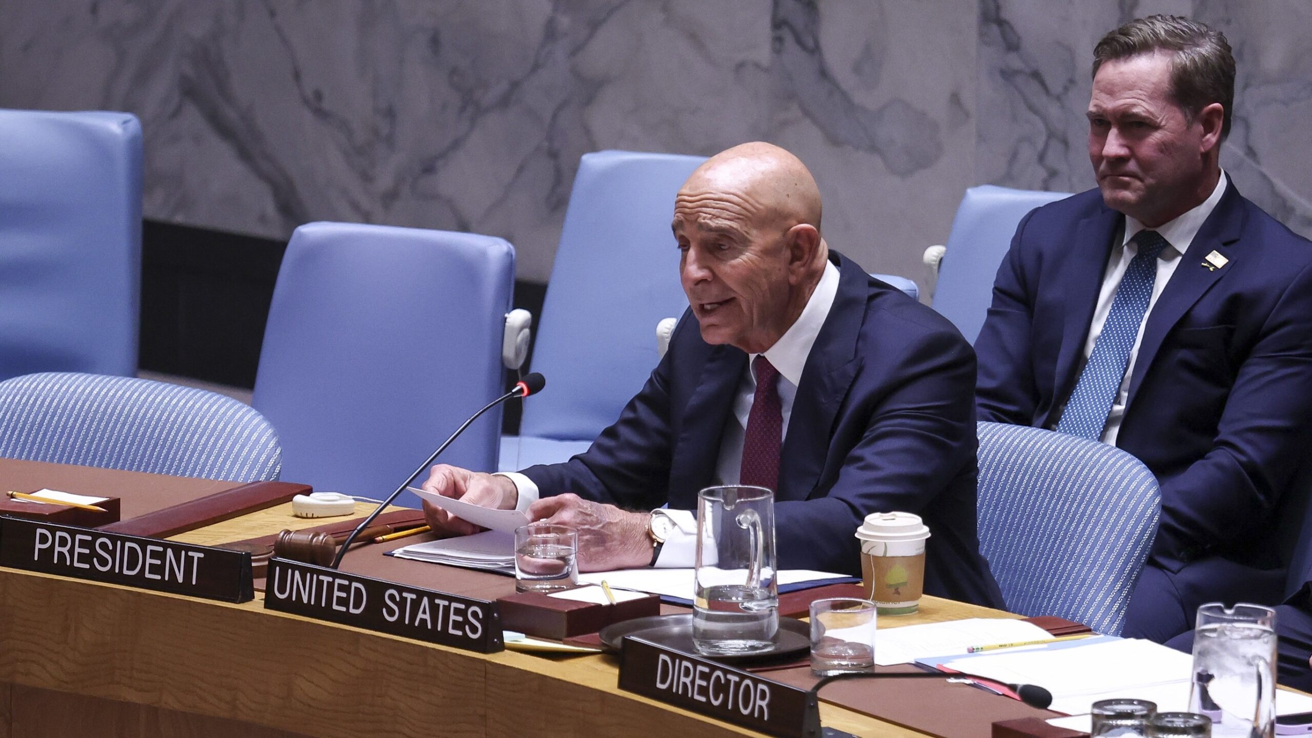 US Special Envoy for Syria Tom Barrack during a UN Security Council session in New York, March 18, 2026. Photo: Sarah Yenesel/EPA
