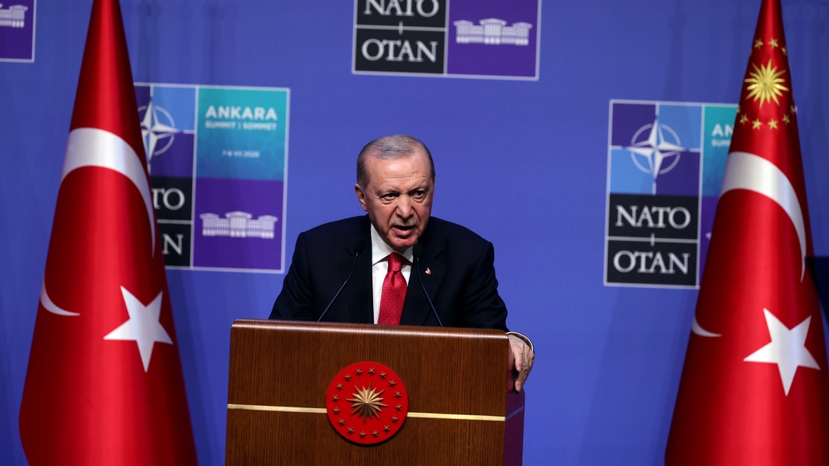 Turkish President Recep Tayyip Erdoğan at the NATO summit in Ankara, July 8, 2026. Photo: EPA/Necati Savas.