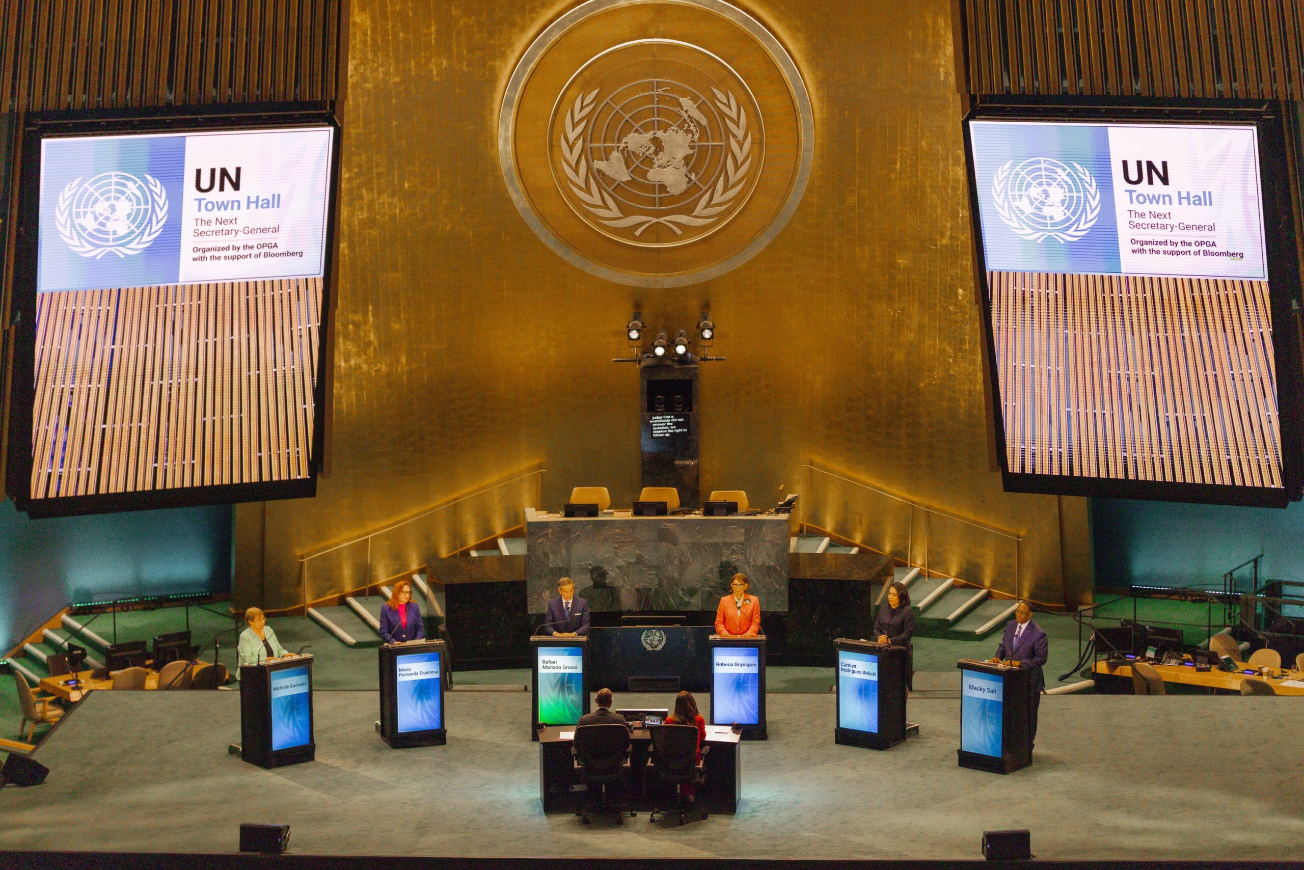 Candidates for the position of UN Secretary-General at an event in the UN General Assembly Hall in New York, July 23, 2026. Photo: EPA/Olga Fedorova