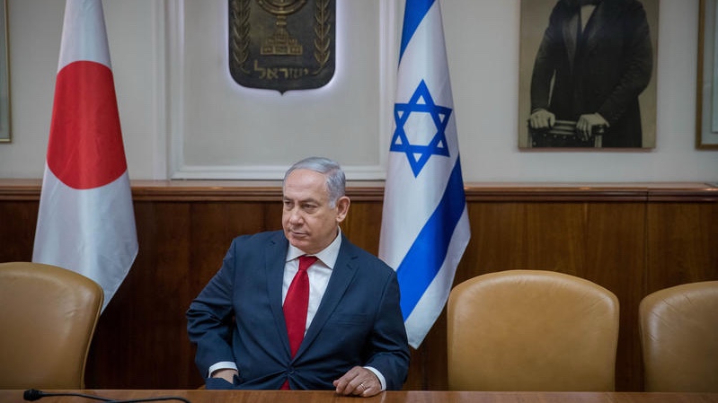Israeli Prime Minister Benjamin Netanyahu seen during a meeting with Japanese businessmen at the Prime Minister's Office in Jerusalem. Photo by Yonatan Sindel/Flash90
