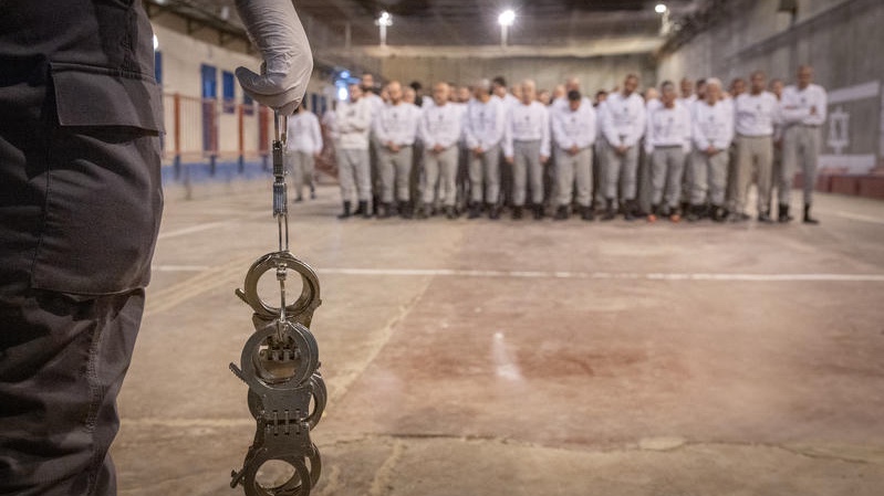 Jailed Palestinian terrorists at a prison in southern Israel. Photo by Chaim Goldberg/Flash90