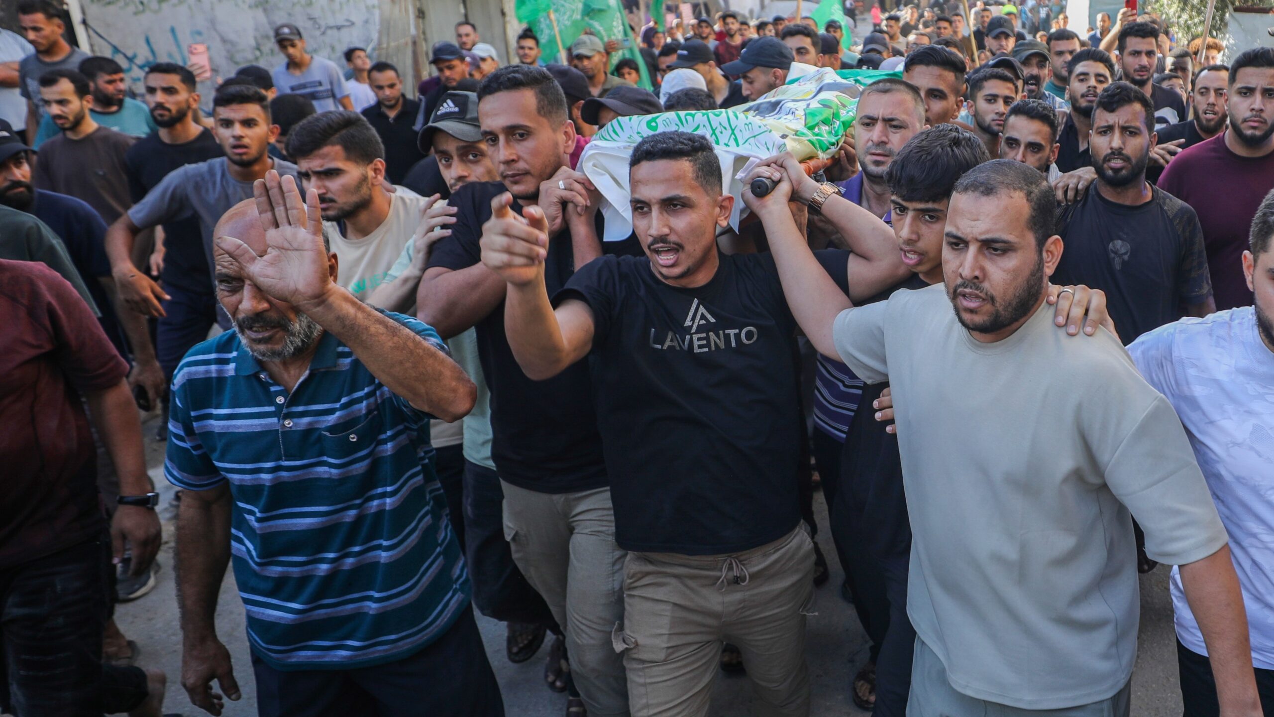 Palestinians attend the funeral of a Palestinian who was killed in an Israeli attack in the Nuseirat refugee camp in the central Gaza Strip, August 19, 2026. Photo: Ali Hassan/Flash90