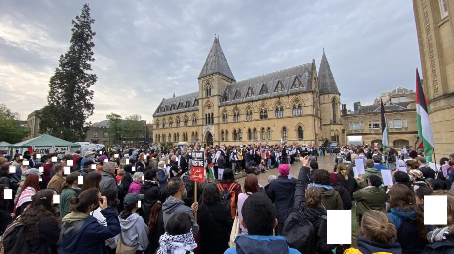 First day of the pro-Palestinian protest camp at Oxford University, May 6, 2024. Image: Kiri of Karitane, CC0, via Wikimedia Commons