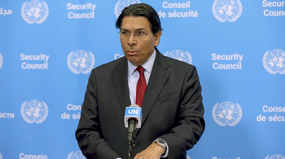 Danny Danon, Israel's ambassador to the United Nations, at a press conference at UN headquarters in New York City on July 28, 2026. Image credit: EPA/SARAH YENESEL