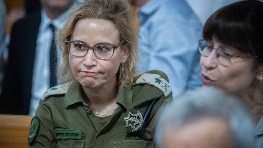 Then-Chief Military Advocate Maj. Gen. Yifat Tomer-Yerushalmi at a ceremony for outgoing Israeli Supreme Court President Uzi Fogelman, Oct. 1, 2024. Photo by Oren Ben Hakoon/POOL.