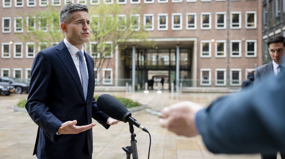 Dutch Foreign Minister Tom Berendsen speaks to the media before the start of a Council of Ministers meeting at the Ministry of General Affairs in The Hague, Netherlands, on September 11, 2026. EPA/REMKO DE WAAL