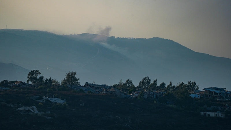 Smoke rises following Israeli artillery fire on the Ali Taher ridge in southern Lebanon. August 16, 2026. Photo by Ayal Margolin/FLASH90
