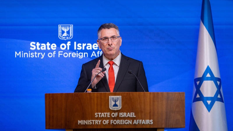 Israeli Minister of foreign affairs Gideon Saar hold a press conference at the Ministry of foreign affairs in Jerusalem, September 8, 2026. Photo by Chaim Goldberg/Flash90