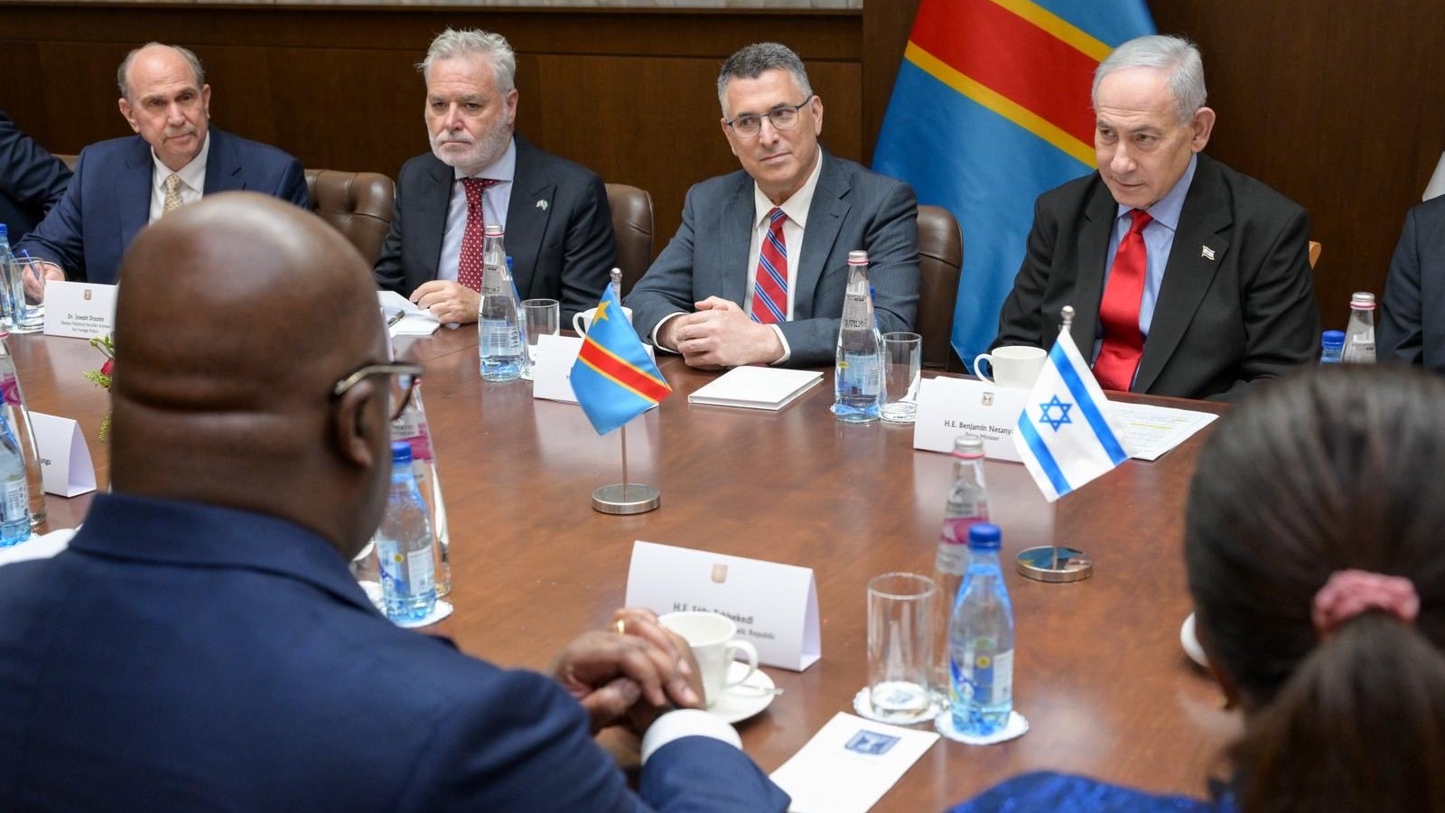 Foreign Minister Gideon Sa'ar and Prime Minister Benjamin Netanyahu during talks with a delegation from the Democratic Republic of Congo in Jerusalem, September 1, 2026. Photo: Foreign Ministry