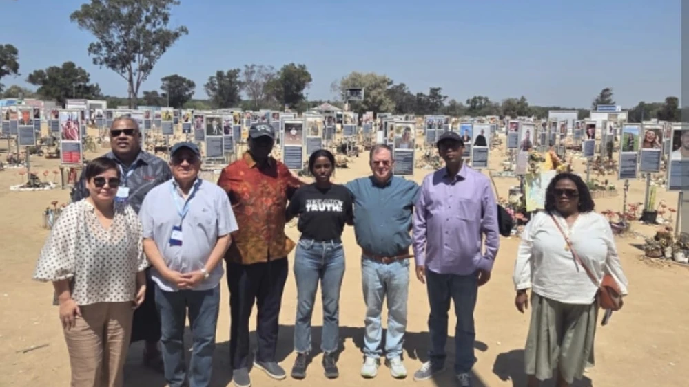 Ambassadors to the U.N. in Geneva visit the memorial site to the Supernova music festival near Kibbutz Re’im on Sept. 2, 2026. Credit: Courtesy.