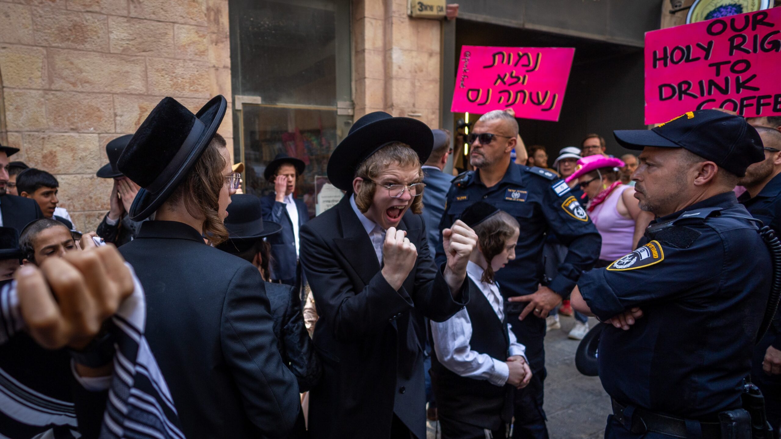 Pure rage - Ultra-Orthodox youths demonstrate in Jerusalem against secular people. Photo: Oren Ben Haakon/Flash90
