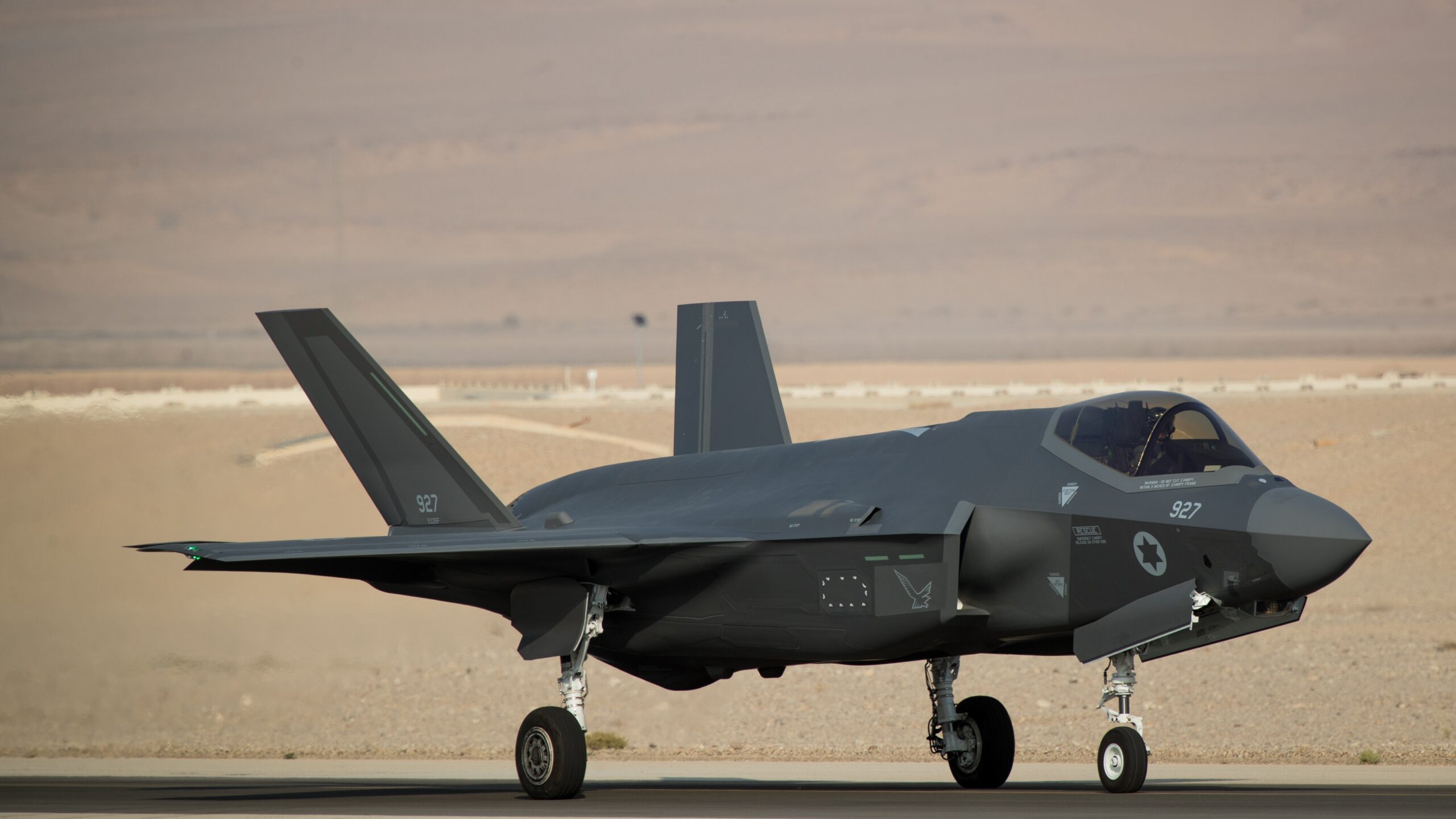 An Israeli F-35I fighter jet at the Ovda Air Force Base in southern Israel during the international air force exercise "Blue Flag," November 2019. Photo: Yonatan Sindel/Flash90