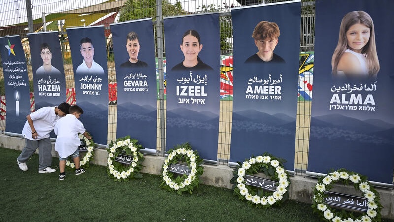 A ceremony held in memory of where 12 young Druze residents from Majdal Shams, Northern Israel, were killed a year ago in a Hezbollah missile attack, July 27, 2025. Photo by Michael Giladi/Flash90
