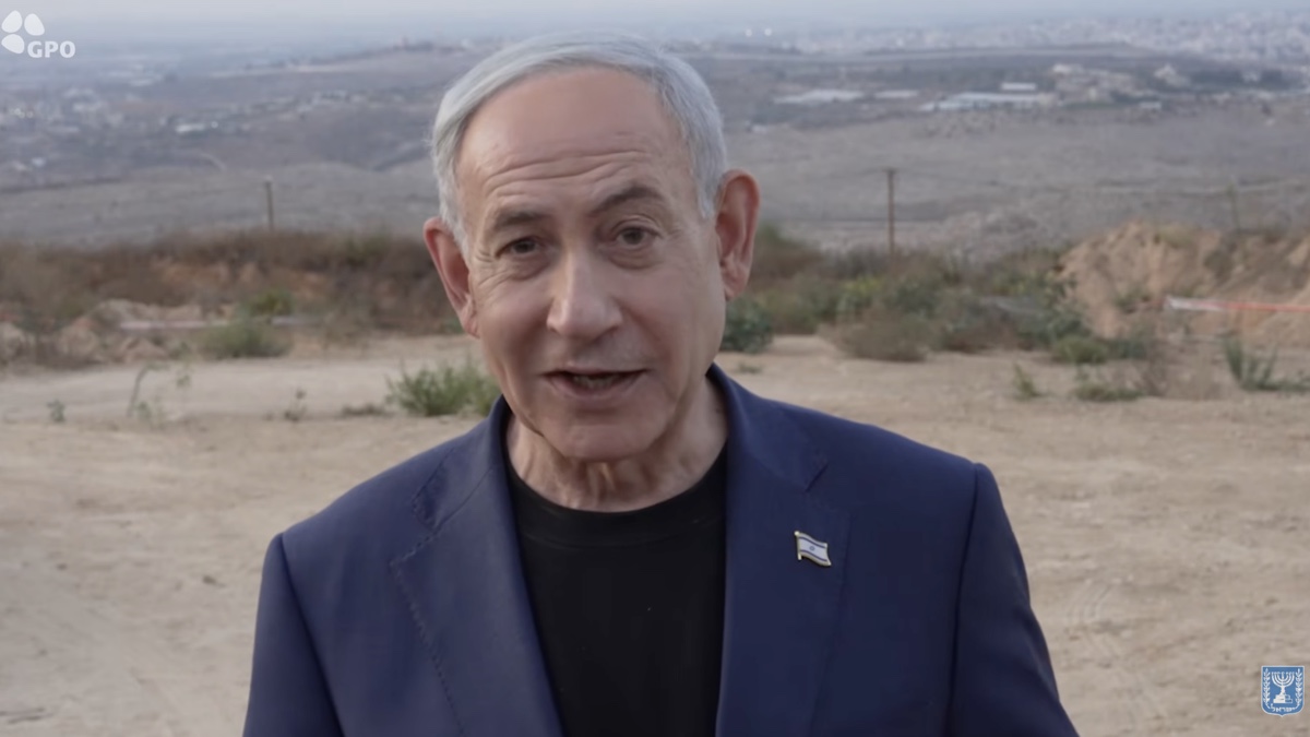 Prime Minister Benjamin Netanyahu touring the "seam line" between Samaria and Israel's densely-populated coastal plain. YouTube screenshot/GPO