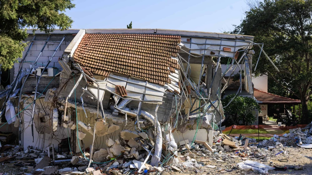 Destruction at Kibbutz B’eri in southern Israel, Dec. 19, 2023. Credit: Moshe Shai/Flash90.
